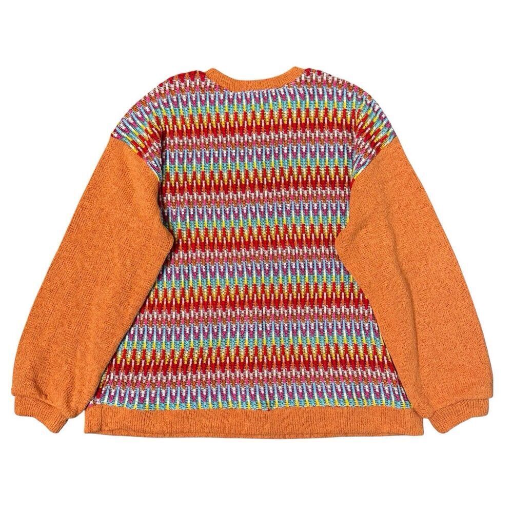 Vintage 90s Womens Grandma Sweater M Abstract Geometric Coogi Style Boho Artsy - Picture 3 of 6